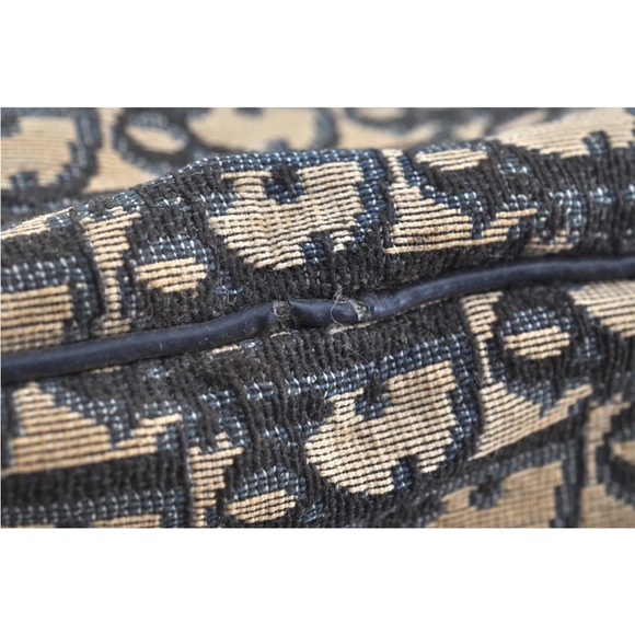 Authentic Christian Dior Trotter Hand Boston Bag Purse Canvas Leather Blue J9550 - Picture 7 of 16